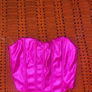 Pink Satin Crop Top